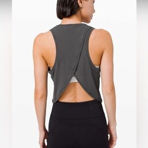 NWT Lululemon Fast as Light Mesh Open back tank top 6/S Graphite Grey GGRE